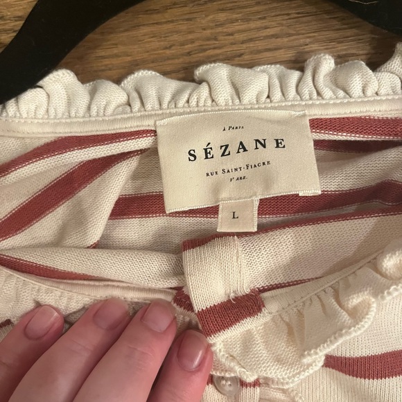 **SOLD** Sezane Gael Mariniere Stripe Ruffle Top - Picture 7 of 8